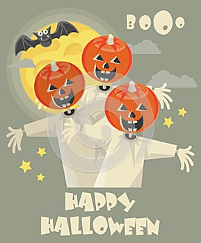 Happy Halloween vector party poster. Boo!