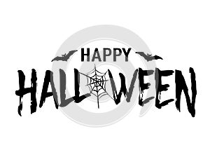 Happy Halloween vector text banner. Silhouette holiday sign background