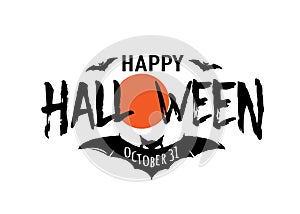 Happy Halloween vector text banner. Silhouette holiday sign background