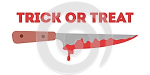 Happy halloween web banner design. Knife in a blood, murder