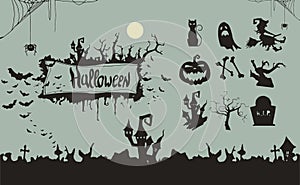 Happy Halloween witch Pumpkin Background Vector Illustration. Halloween Flat Design.