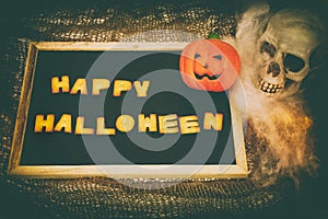 Happy Halloween words retro style decoration background