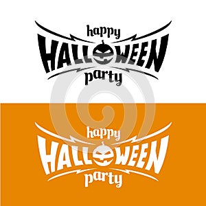 Happy hallowen party title logo template. photo