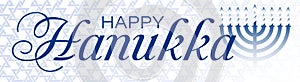 Happy Hanukkah background or banner with Menorah candle. Happy jewish holiday of Hanukkah. Template for greeting cards, banners,