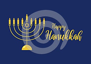 Happy Hanukkah golden menorah vector