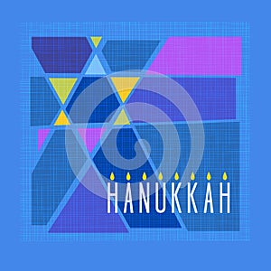Happy Hanukkah greeting card with abstract star of David