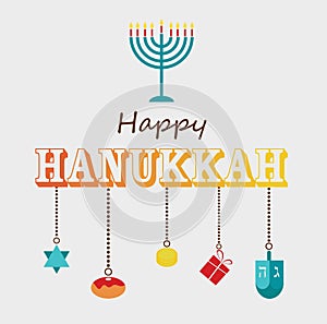 Happy Hanukkah greeting card design.