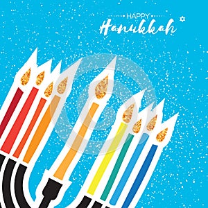 Happy Hanukkah Greeting card. Hanuka juish vector illustration. jewish menorah. Hanuka candles symbol. Square frame