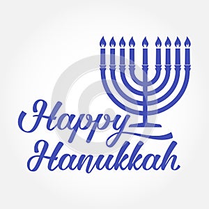 Happy Hanukkah greeting card. Typography design.
