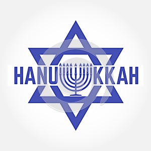 Happy Hanukkah greeting card. Typography design.