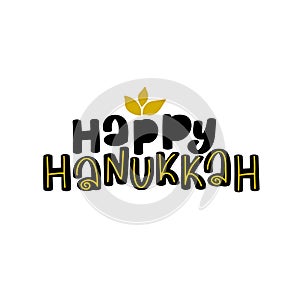 Happy Hanukkah inscription greeting card with hand-drawn typography