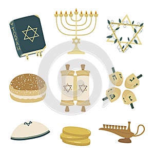 Happy Hanukkah! Jewish set.