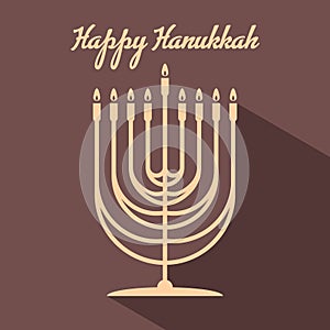 Happy Hanukkah poster with Menorah. Vector illustration