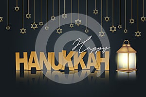Happy Hanukkah. Traditional Jewish holiday. Chankkah banner background design concept. Judaic religion decor with garland, David s