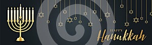 Happy Hanukkah. Traditional Jewish holiday. Chankkah banner or website header background design concept.