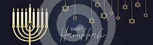 Happy Hanukkah. Traditional Jewish holiday. Chankkah banner or website header background design concept.