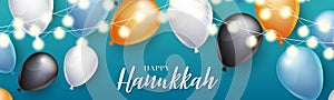 Happy Hanukkah. Traditional Jewish holiday. Chankkah banner or website header background design concept.