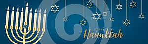 Happy Hanukkah. Traditional Jewish holiday. Chankkah banner or website header background design concept.