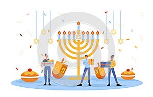 Happy Hanukkah vector poster