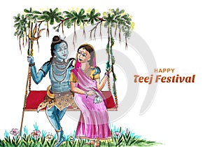 Happy hariyali teej occasion of religious festival shiv parvati card background