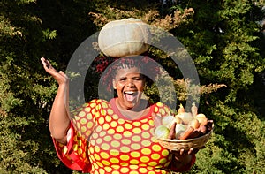 Happy harvest time for South African woman photo