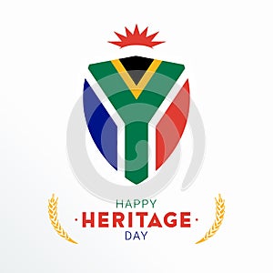 Happy Heritage Day - 24 September - square vector banner template with the South African flaf on light background