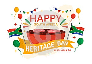 Happy Heritage Day South Africa Vector Illustration on September 24 with Waving Flag Background, Honoring African Culture