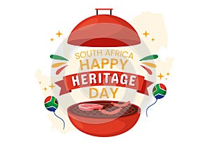 Happy Heritage Day South Africa Vector Illustration on September 24 with Waving Flag Background, Honoring African Culture