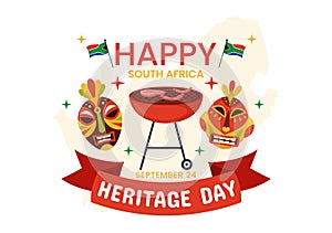 Happy Heritage Day South Africa Vector Illustration on September 24 with Waving Flag Background, Honoring African Culture