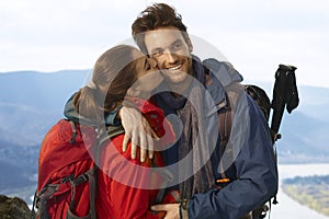 Happy hiking couple