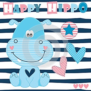 Happy hippo vector illustration