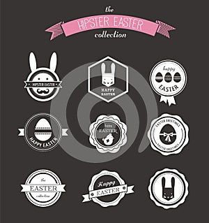 Happy Hipster Easter - set of icons and elements