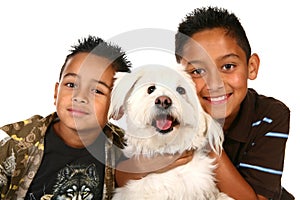 Happy Hispanic Children on White photo