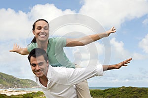 Happy hispanic couple in love photo