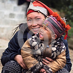 Happy Hmong Woman and Child, Sapa, Vietnam