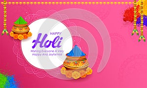 Happy Holi background card design for color festival of India celebration greetings