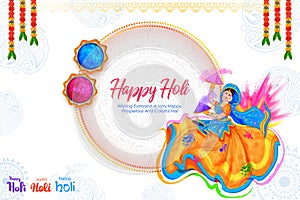 Happy Holi background card design for color festival of India celebration greetings