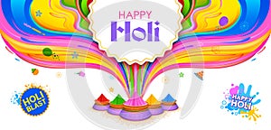 Happy Holi background card design for color festival of India celebration greetings