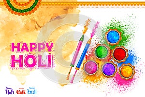 Happy Holi background card design for color festival of India celebration greetings