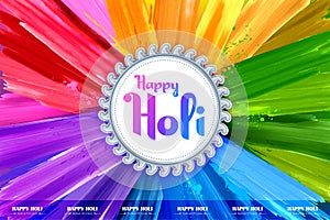 Happy Holi background card design for color festival of India celebration greetings