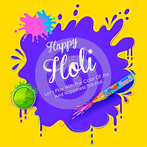 Happy Holi background card design for color festival of India celebration greetings