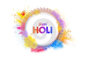 Happy Holi background card design for color festival of India celebration greetings