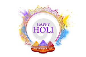 Happy Holi background card design for color festival of India celebration greetings