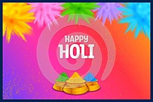 Happy Holi background card design for color festival of India celebration greetings