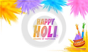 Happy Holi background card design for color festival of India celebration greetings