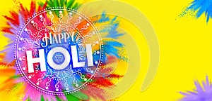 Happy Holi background card design for color festival of India celebration greetings