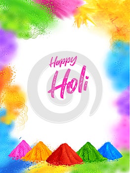 Happy Holi background card design for color festival of India celebration greetings