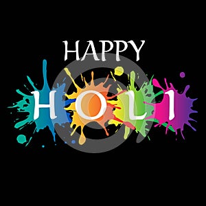 Happy Holi colorful graphic on black background