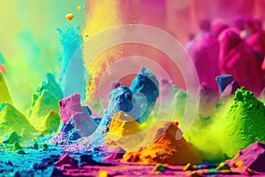 Happy Holi Festival Of Colors Illustration Of Colorful. Blissful Holi Celebration Of Varieties Delineation Of Beautiful. photo