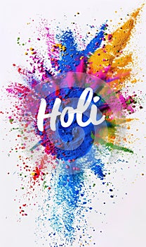 Happy Holi, Holi gulal colored powder explosions everywhere in air, only colors, no people, canvas painting